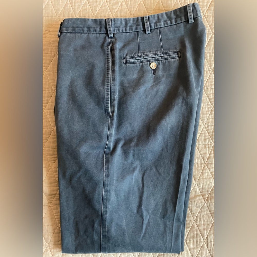 PETER MILLAR Flat Front Cotton Twill Raleigh Chino Pant in Blue Size 36‎